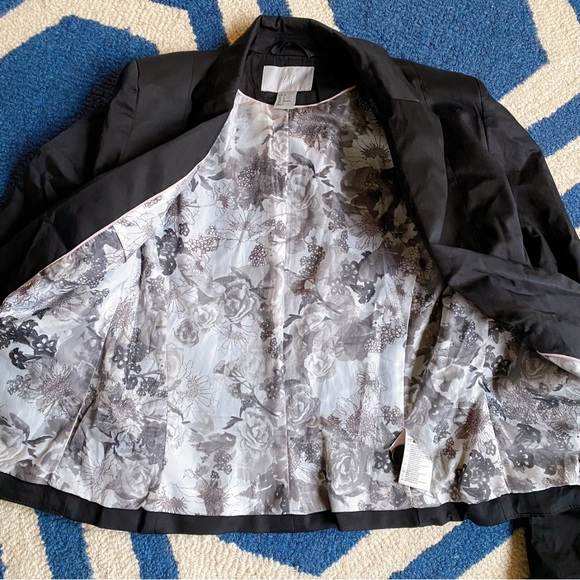 🖤 H&M BLACK CLASSIC SATIN COTTON BLEND BLAZER JACKET! - Picture 7 of 15